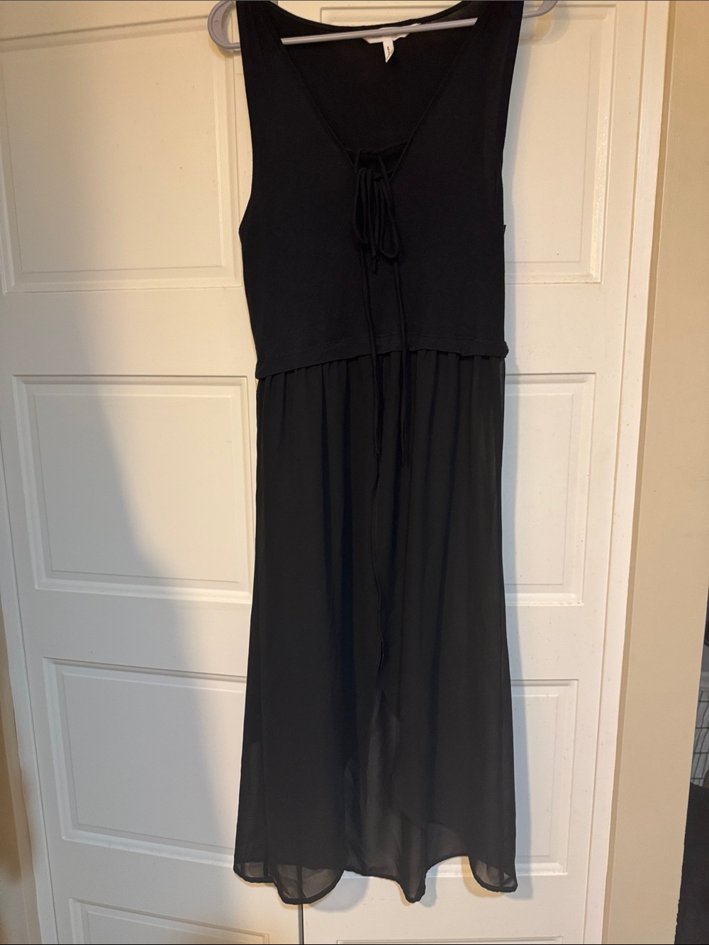 BCBGeneration Black Sleeveless Tie-Front Maxi Dress